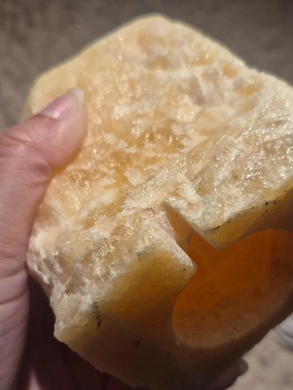 Hand-Crafted Orange Calcite Crystal Lamp (Wooden Base Not Included)